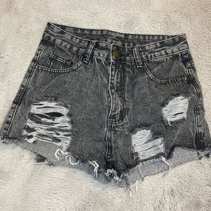 SHEIN Black Ripped Denim Shorts